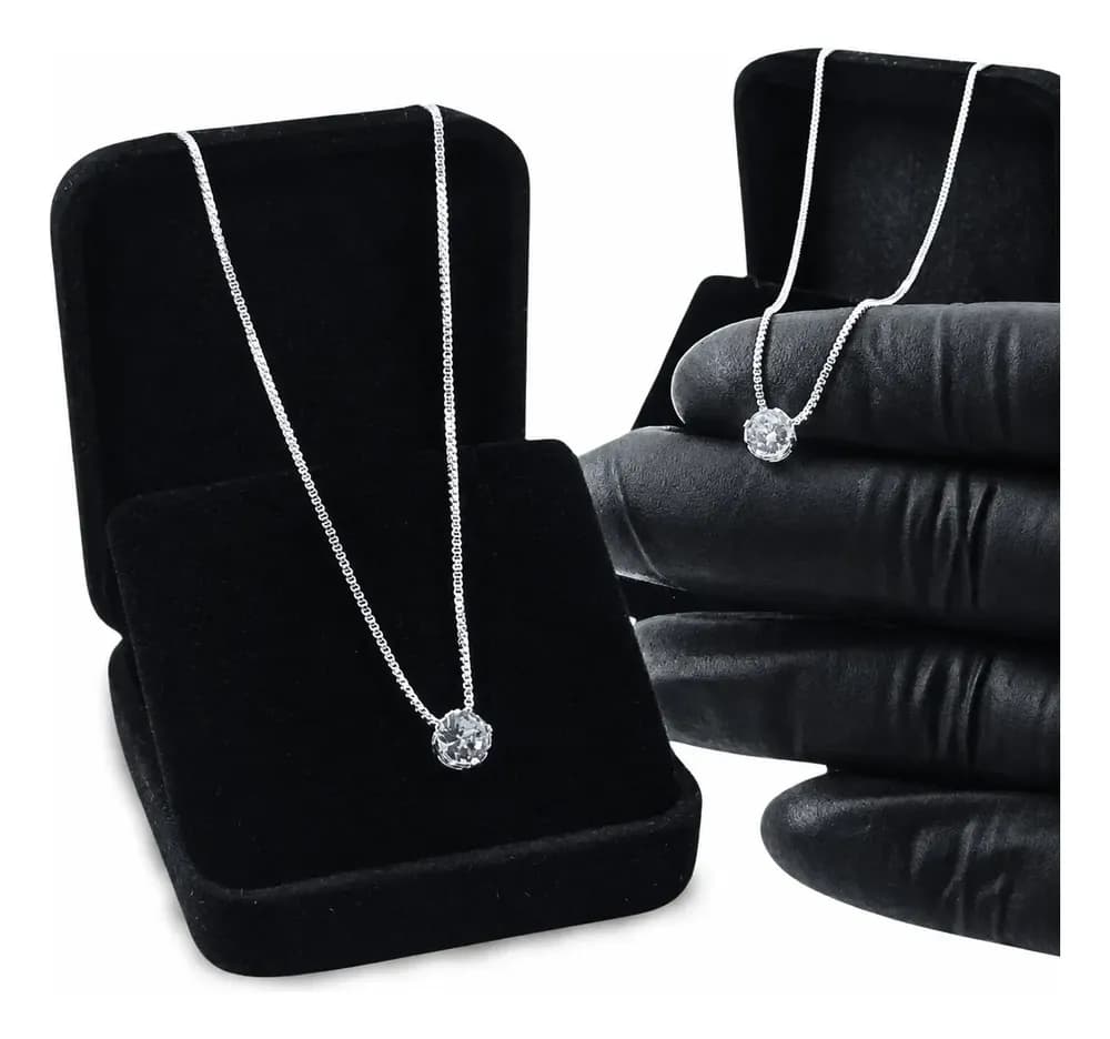 Colar Prata 925 Feminino Ponto de Luz Brilhante