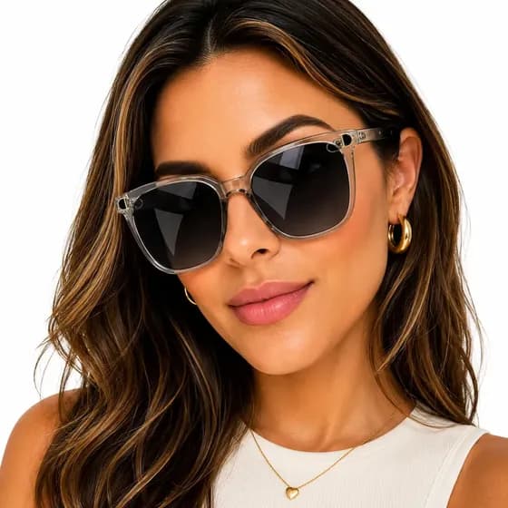 Óculos de Sol Vinkin Feminino Oversized Quadrado Cinza Proteção UV400 Acetato