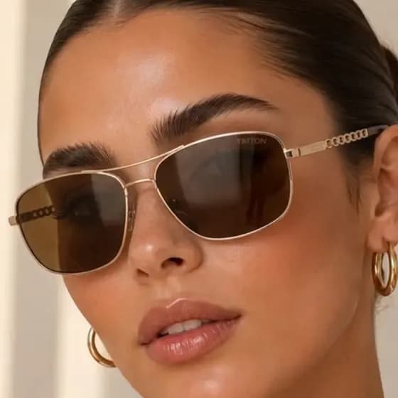 Óculos de Sol Triton Eyewear Aviador Metal Gold Feminino